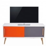 Meuble TV Blanc Vintage Orange et Gris