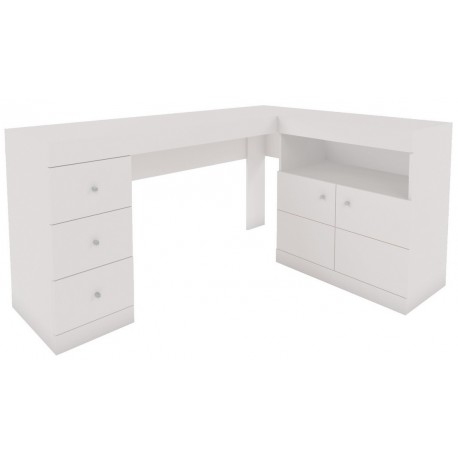 Bureau D Angle Blanc Caisson Et Armoire Beaux Meubles Pas Chers