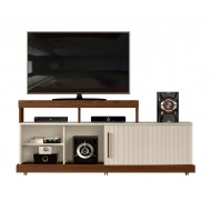 Meuble TV 160 cm Noyer et Blanc Ecru