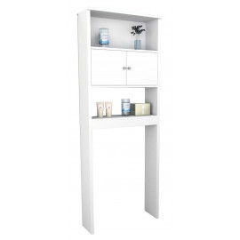 Armoire WC 2 Portes Blanches 2 Niches L 65 H 175 P 22 cm