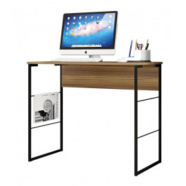 Bureau Plateau Miel Pieds Métalliques Noirs L 90.6 H 75 P 45 cm