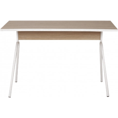 Bureau 120 cm Chêne et Blanc PIeds Métal Arc