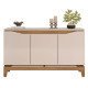 Buffet 3 Portes 139 cm Blanc Ecru et Chêne NICE