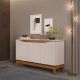 Buffet 3 Portes 139 cm Blanc Ecru et Chêne NICE