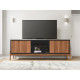 Meuble TV 72 Pouces Chêne et Noir 2 Portes 4 Niches L 180.6 H 62.6 P 36 cm