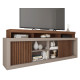 Meuble TV 70 Pouces Wengé et Gris 2 Portes Coulissantes L. 180 H 74 P 39.5 cm