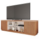 Meuble TV 72 Pouces Chêne et Blanc 2 Portes 8 Roulettes L 180 H 57 P 38 cm