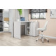 Bureau d'angle Blanc Armoirette 1 Porte 3 Niches L 139.9 H 75 P 45.1 cm