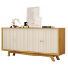 Buffet 4 Portes 180 cm Chêne et Blanc Ecru