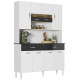 Buffet 8 Portes 2 Tiroirs 9 Niches Blanc et Noir Vogue L 122.5 H 176 P 36.3 cm