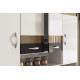 Buffet 8 Portes 2 Tiroirs 9 Niches Blanc et Noir Vogue L 122.5 H 176 P 36.3 cm