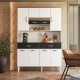 Buffet 8 Portes 2 Tiroirs 9 Niches Blanc et Noir Vogue L 122.5 H 176 P 36.3 cm