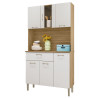 Buffet de Cuisine 6 Portes 1 Tiroir Chêne et Blanc 5 Niches Largeur 92 cm