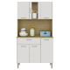 Buffet de Cuisine 6 Portes 1 Tiroir Chêne et Blanc 5 Niches Largeur 92 cm