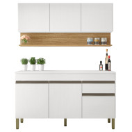 Cuisine Equipée 6 Portes 1 Tiroirs Chêne et Blanc Largeur 150 cm