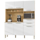 Buffet de Cuisine 6 Portes 2 Tiroirs Chêne et Blanc Largeur 161 cm