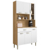 Buffet de Cuisine 6 Portes 1 Tiroir Chêne et Blanc Largeur 91 cm