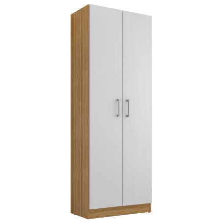 Armoire 2 Portes Chêne et Blanc 5 Niches L 61 H 170.6 P 35.3 cm