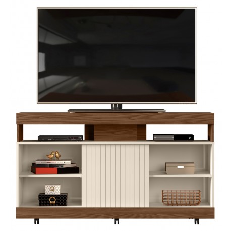 Meuble TV 50 Pouces Maxi Noyer et Blanc Ecru