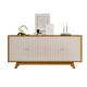 Buffet 4 Portes 180 cm Blanc Ecru et Chêne