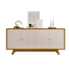 Buffet 4 Portes 180 cm Blanc Ecru et Chêne