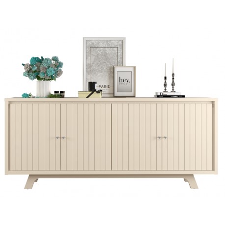 Buffet 4 Portes 180 cm Blanc Ecru