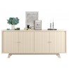 Buffet 4 Portes 4 Niches 2 Etagères Blanc Ecru L 180 H 80.5 P 35.7 cm