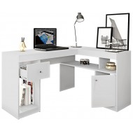 Bureau d'Angle Blanc Caisson et Rangements