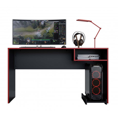 Bureau Gamer 136 cm Noir et Rouge 1 Niche