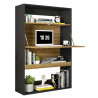 Meuble Secrétaire - Bar Noir et Chêne 4 Niches L 90 H 140.5 P 36 cm