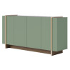 Buffet Bas 4 Portes Vert Olive et Chêne 6 Niches L 160 H 79.7 P 42.5 cm