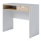 Bureau 1 Tiroir 1 Niche Blanc et Chêne Clair L 90 H 77.5 P 44 cm