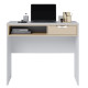 Bureau 1 Tiroir 1 Niche Blanc et Chêne Clair L 90 H 77.5 P 44 cm