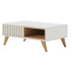 Table Basse 2 Niches 4 Pieds Bois Blanche et Chêne L 90.5 H 54 P 35.2 cm