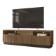 Meuble TV Bar 75 Pouces 4 Portes 5 Niches Noyer et Noir L 200 H 60.4 P 42 cm