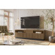 Meuble TV Bar 75 Pouces 4 Portes 5 Niches Noyer et Noir L 200 H 60.4 P 42 cm