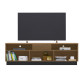 Meuble TV Bar 75 Pouces 4 Portes 5 Niches Noyer et Noir L 200 H 60.4 P 42 cm