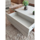 Table Basse 1 Tiroir 1 Niche 4 Pieds Bois Blanche et Chêne L 90 H 35.6 P 54 cm