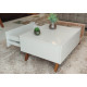 Table Basse 1 Tiroir 1 Niche 4 Pieds Bois Blanche et Chêne L 90 H 35.6 P 54 cm