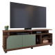 Meuble TV 75 Pouces Vert Olive et Chêne 2 Portes 9 Niches L 180 H 62 P 39.3 cm