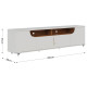 Meuble TV 75 Pouces Blanc et Chêne 4 Portes 8 Niches Roulettes L 200 H 55 P 38 cm