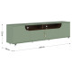 Meuble TV 75 Pouces Veret Olive et Chêne 4 Portes 8 Niches Roulettes L 200 H 55 P 38 cm